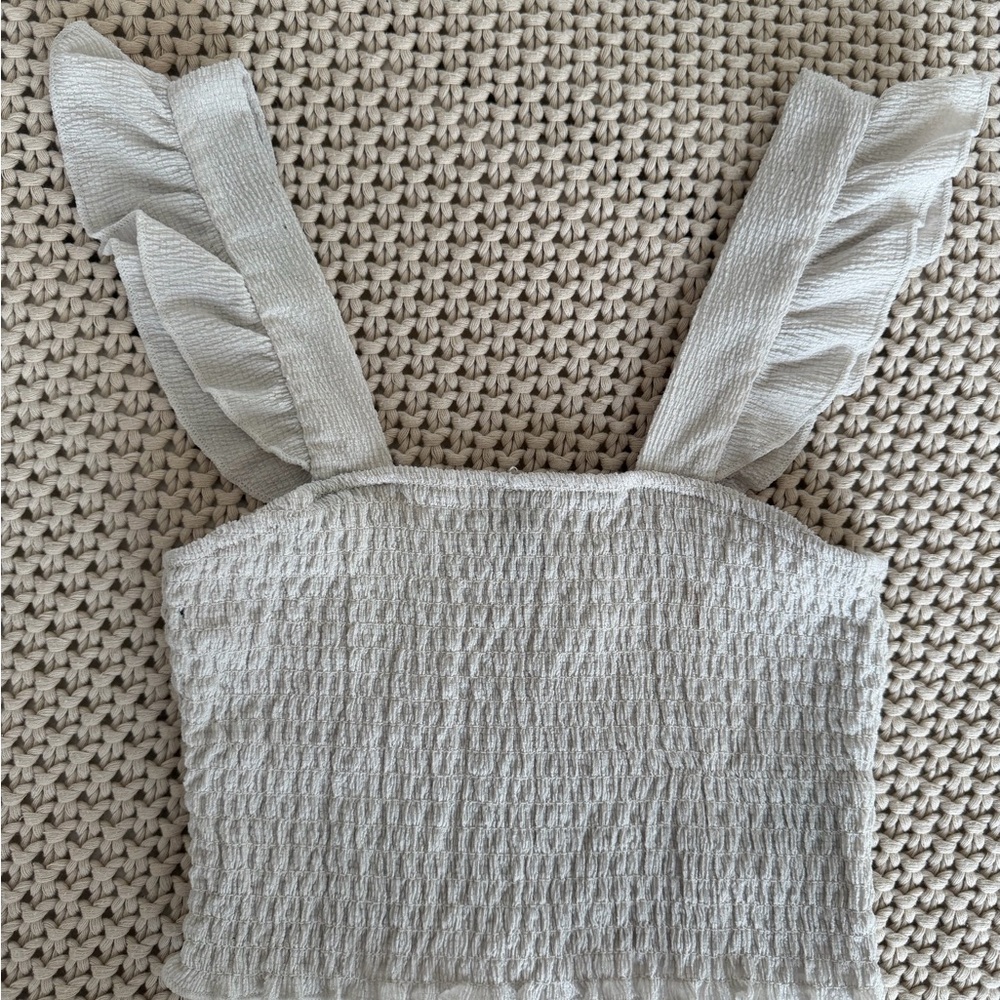 Elegant White Ruffle Strap Top